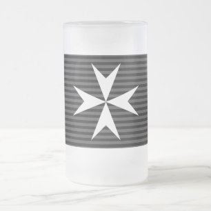 Mediaeval white cross Order of St John (UK) Frosted Glass Beer Mug