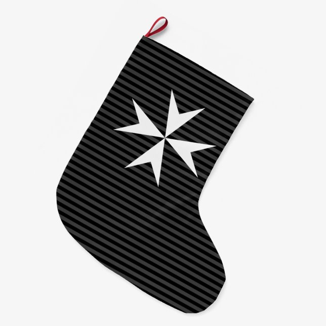 Mediaeval white cross | Order of St John (UK) Large Christmas Stocking (Front (Hanging))