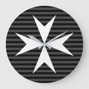 Mediaeval white cross Order of St John (UK) Large Clock