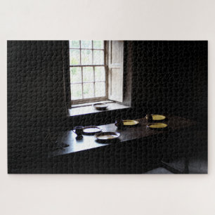 Mediaeval Window Kitchen Table BlackTones Jigsaw Puzzle