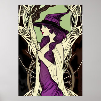 Mediaeval Witch Art Nouveau Poster
