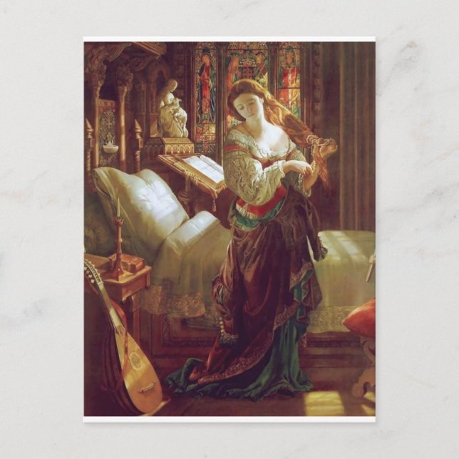 Mediaeval woman bedroom postcard (Front)