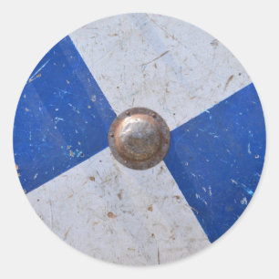 mediaeval wood metal shield war weapon knight armo classic round sticker