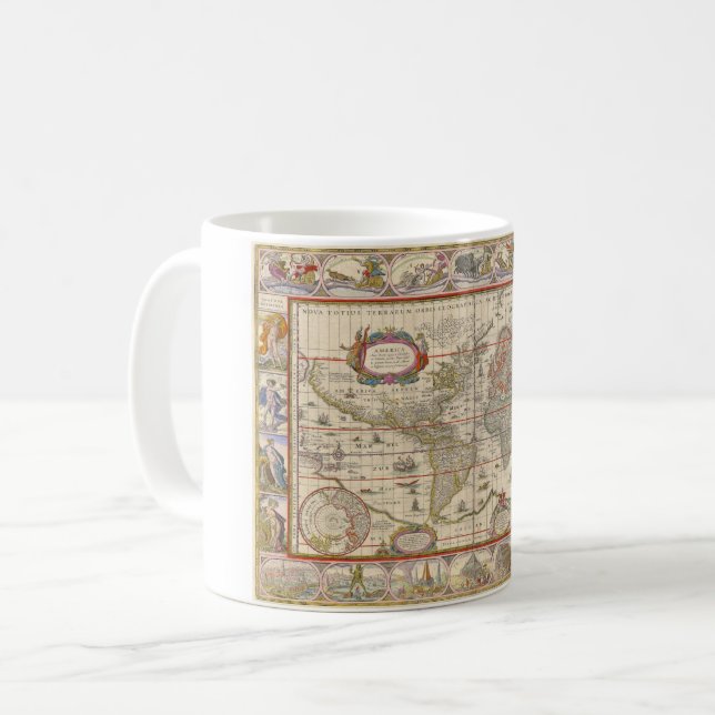 Mediaeval World Map by Willem Blaeu Coffee Mug (Front Left)