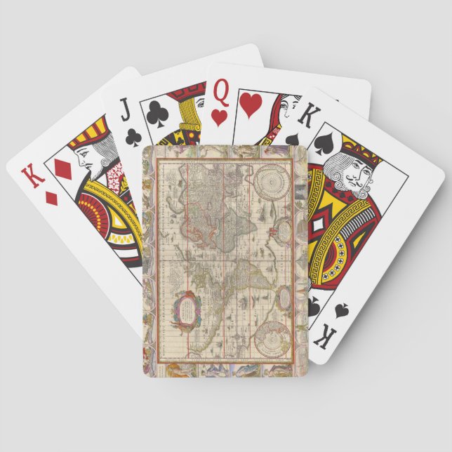 Mediaeval World Map (by Willem Blaeu) Playing Cards (Back)