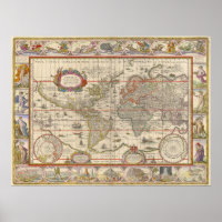 Mediaeval World Map by Willem Blaeu