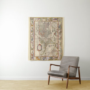 Mediaeval World Map by Willem Blaeu Tapestry