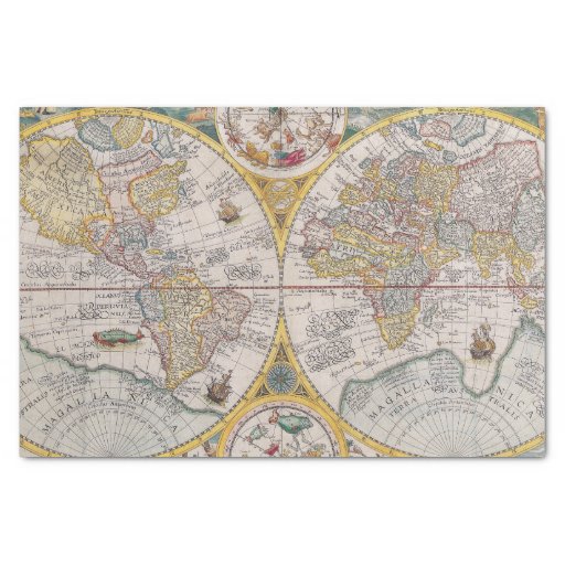 Image of Mediaeval World Map From 1525 Tissue Paper