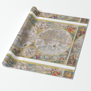 Mediaeval World Map From 1525 Wrapping Paper