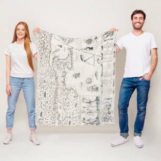 Mediaeval World map Quebec Nouvelle-France America Fleece Blanket