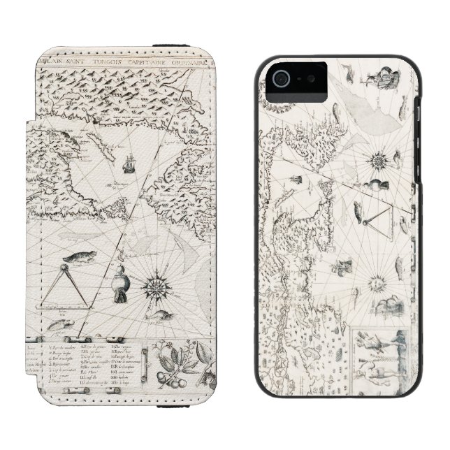 Mediaeval World map Quebec Nouvelle-France America Incipio iPhone Wallet Case (Side by Side)