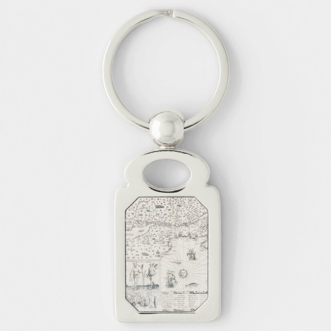 Mediaeval World map Quebec Nouvelle-France America Key Ring (Front)