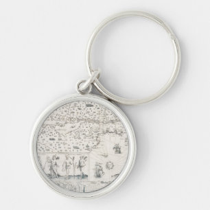 Mediaeval World map Quebec Nouvelle-France America Key Ring