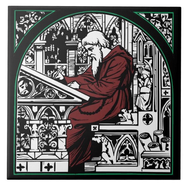 Mediaeval Writing Desk and Monk Tile (Front)