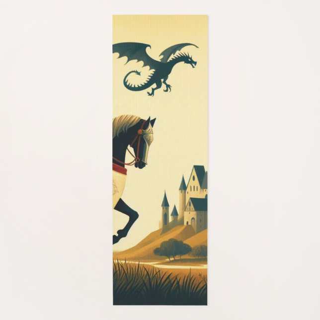 Mediaeval wyvern castle fantasy yoga mat (Front)