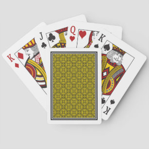 Mediaeval Yellow Black Lilies Romanesque Pattern Playing Cards