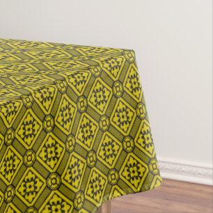 Mediaeval Yellow Black Lilies Romanesque Pattern T Tablecloth