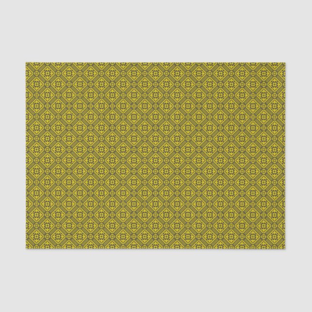 Mediaeval Yellow Black Lilies Romanesque Pattern Tissue Paper (Front)