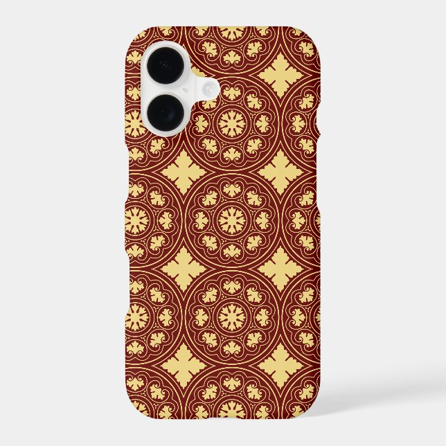 Mediaeval Yellow Red Rosette Flower Pattern (Back)