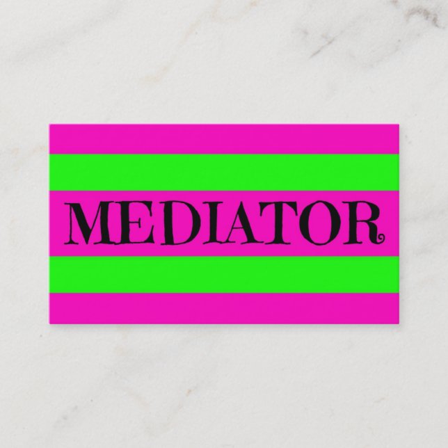 Mediator Neon Green and Hot Pink Business Card (Front)