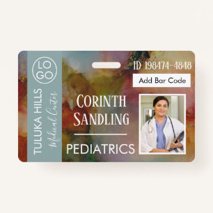 Medica Photo ID Floral Abstract ID Badge