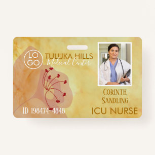Medica Photo ID Floral Hearts ID Badge