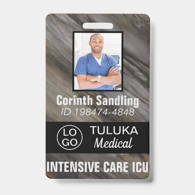 Medica Photo ID Grey Brown Black Inks Badge (Front)