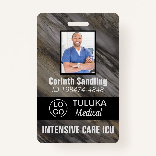 Medica Photo ID Grey Brown Black Inks ID Badge (Front)