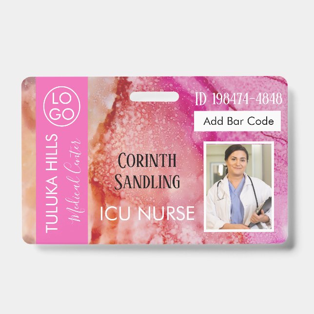 Medica Photo ID Pretty Pink Blends Ink Mix Badge (Front)