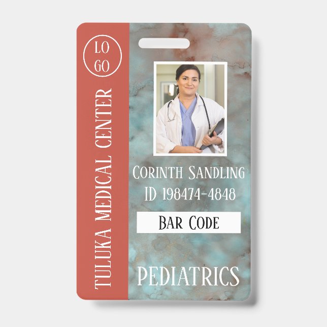 Medica Photo ID Soft Blue Inks Badge (Front)