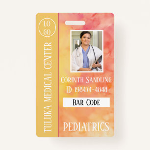 Medica Photo ID Warm Pink Yellow Inks ID Badge