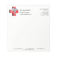 Medical 3D Caduceus Cross Red Silver