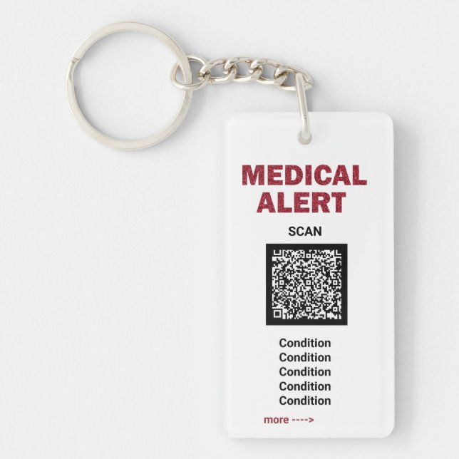 *~* Medical Alert AP38 QR ICE Acrylic Keychain (Front)