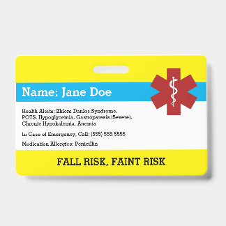 Medical Alert Badge ID Badge