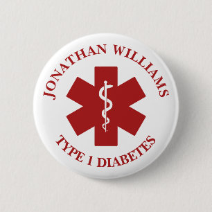 Medical Alert Editable Text 6 Cm Round Badge