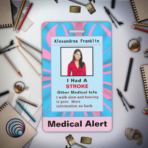 Medical Alert Emergency Contact Custom Card Badge ID Badge
