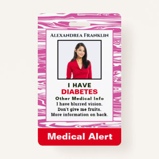 Medical Alert Emergency ID Card Photo Custom ID Badge