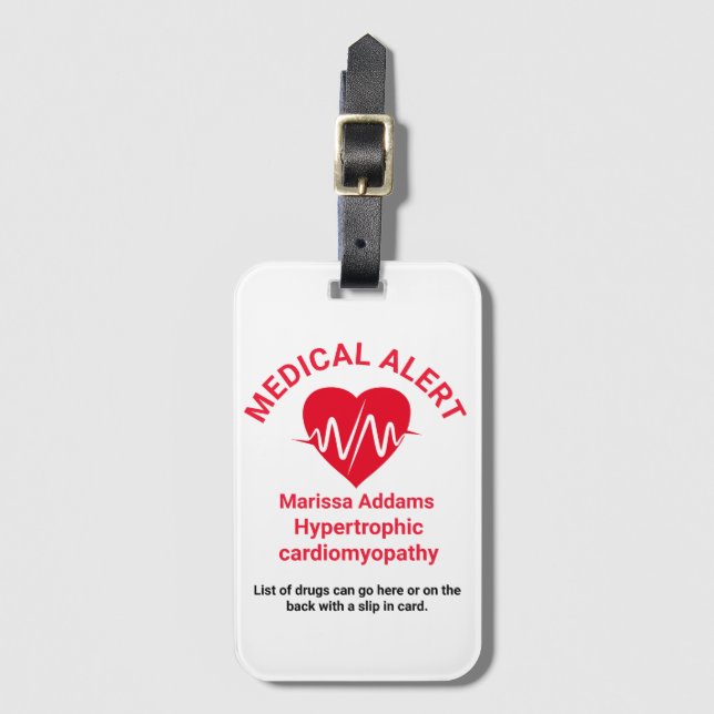 Medical Alert, Heart Patient Luggage Tag (Front Vertical)