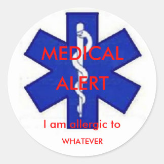 Medical Alert "I am allergic to" Sticker
