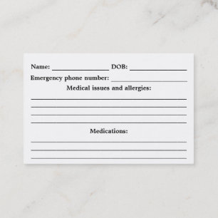 Medical Alert ID - Customisable Business Card