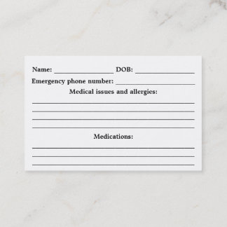 Medical Alert ID - Customisable Business Card