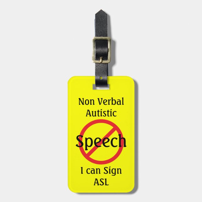 Medical Alert Line Non Verbal Autistic Luggage Tag (Front Vertical)