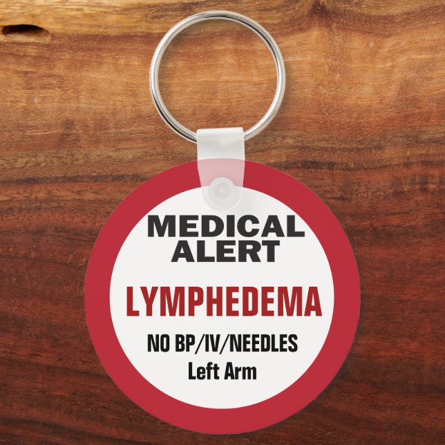 Medical Alert Lymphedema information Key Ring (Front)