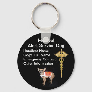Medical Alert Service Dog ID Key Ring