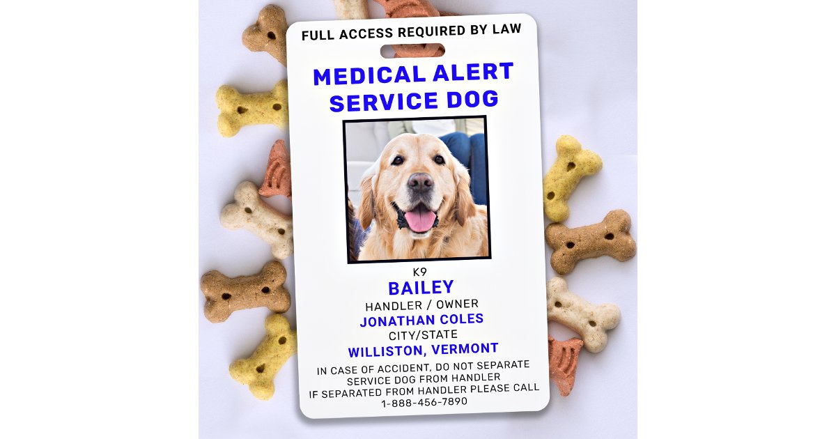 Medical Alert Service Dog Photo ID Badge Zazzle