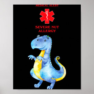 Medical Alert Severe Nut Allergy Awareness With Poster