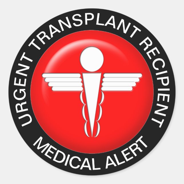 Medical Alert Stickets - Transplant Recipient Classic Round Sticker (Front)
