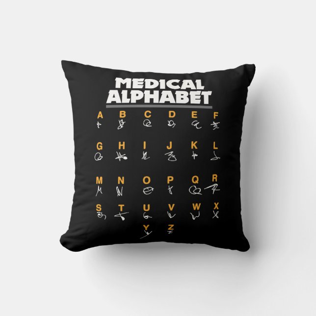 Medical Alphabet For Doctors Nurses Chemists Cushion (Front)