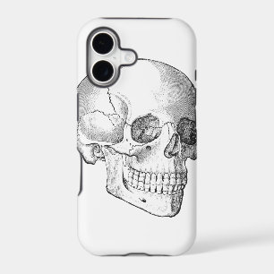Medical anatomy vintage skull drawing monochrome