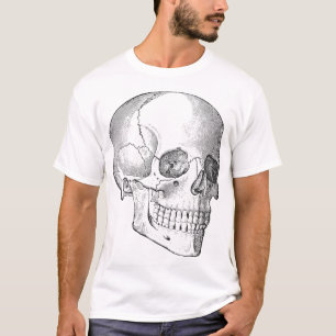 Medical anatomy vintage skull drawing monochrome T-Shirt
